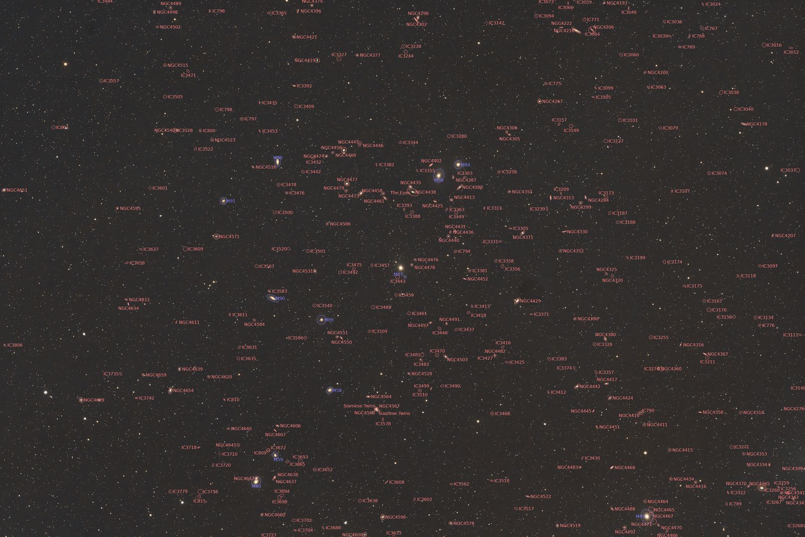 Markarian's Chain Wide Annotated