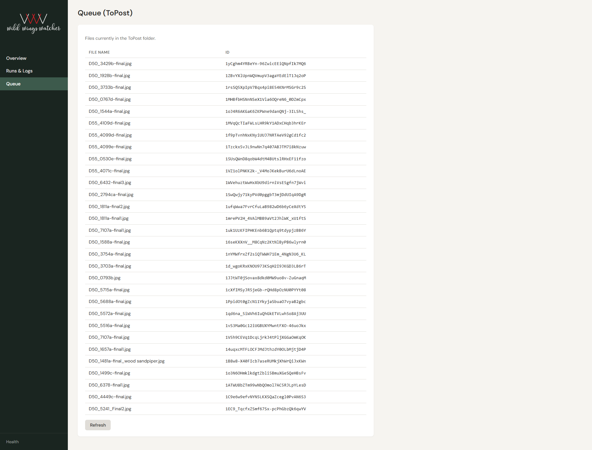 Wild Wings Watcher automation queue